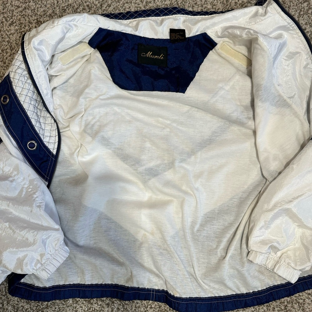 VTG Mureli 90s Colorblock Windbreaker Jacket Womens XL Blue/white Metal Loop - Picture 5 of 7